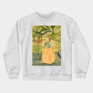 Korean hanbok girl and the pavilion Crewneck Sweatshirt